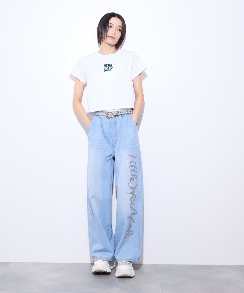 【先行予約10%OFFクーポン対象|10/23より順次発送】Little New York フロントロゴ クロップドTシャツ レディース メール便 対応商品商品画像-8