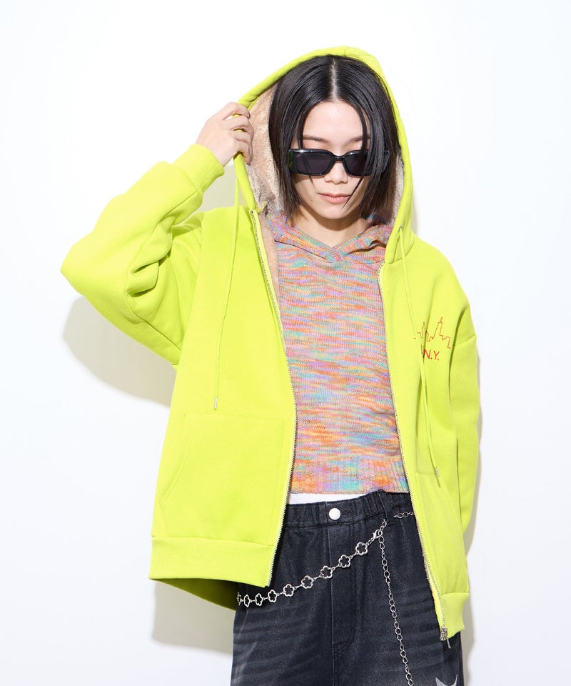 【先行予約10%OFFクーポン対象|10/23より順次発送】Little New York もこもこボアジップパーカー レディース商品画像-5