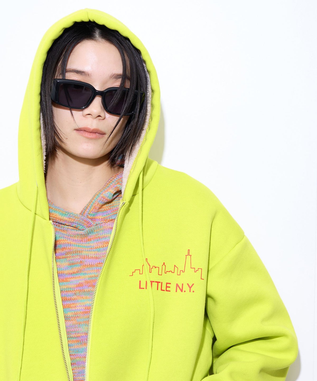 Little New York もこもこボアジップパーカー レディース