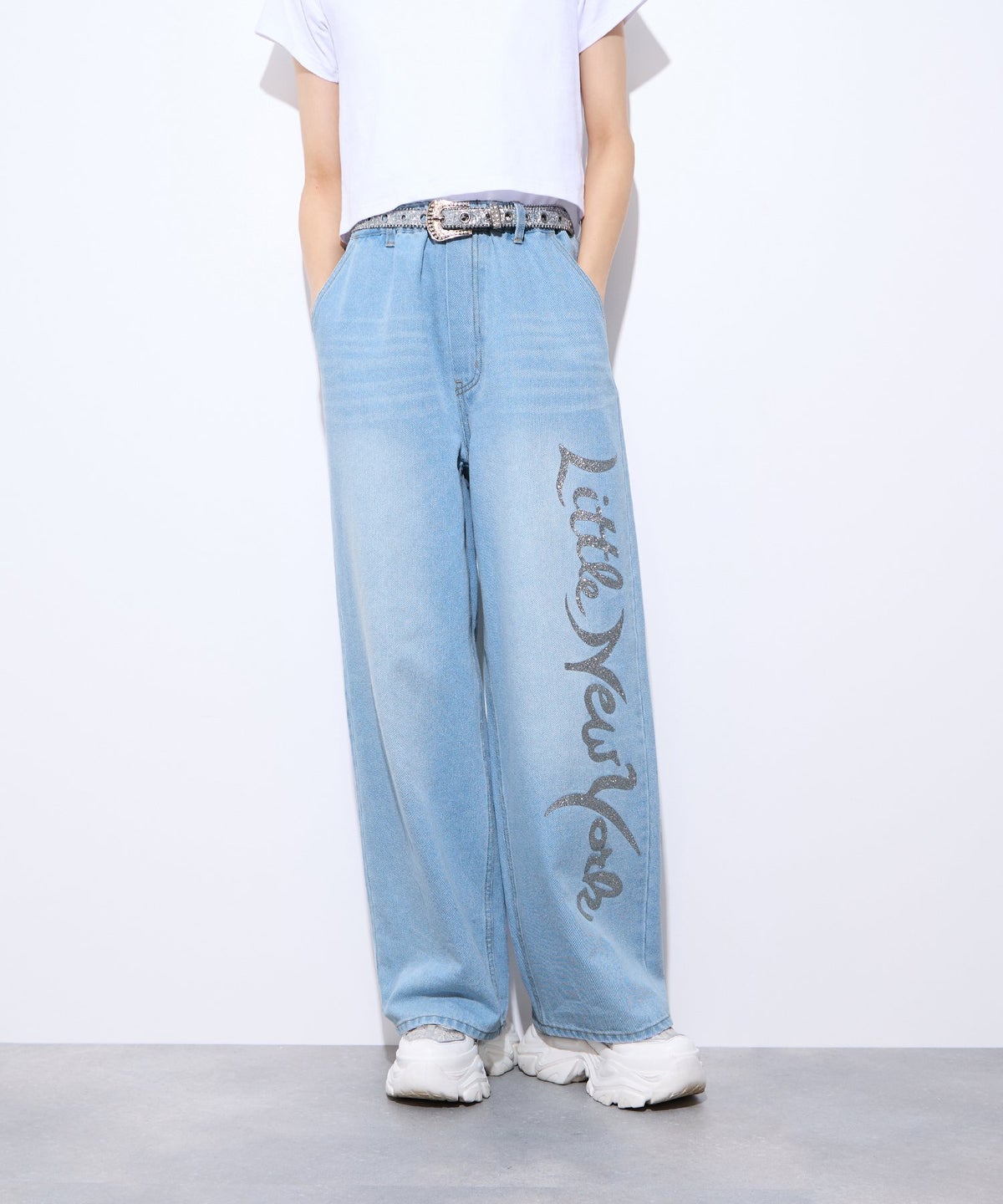 Little New York ラメロゴワイドパンツ レディース