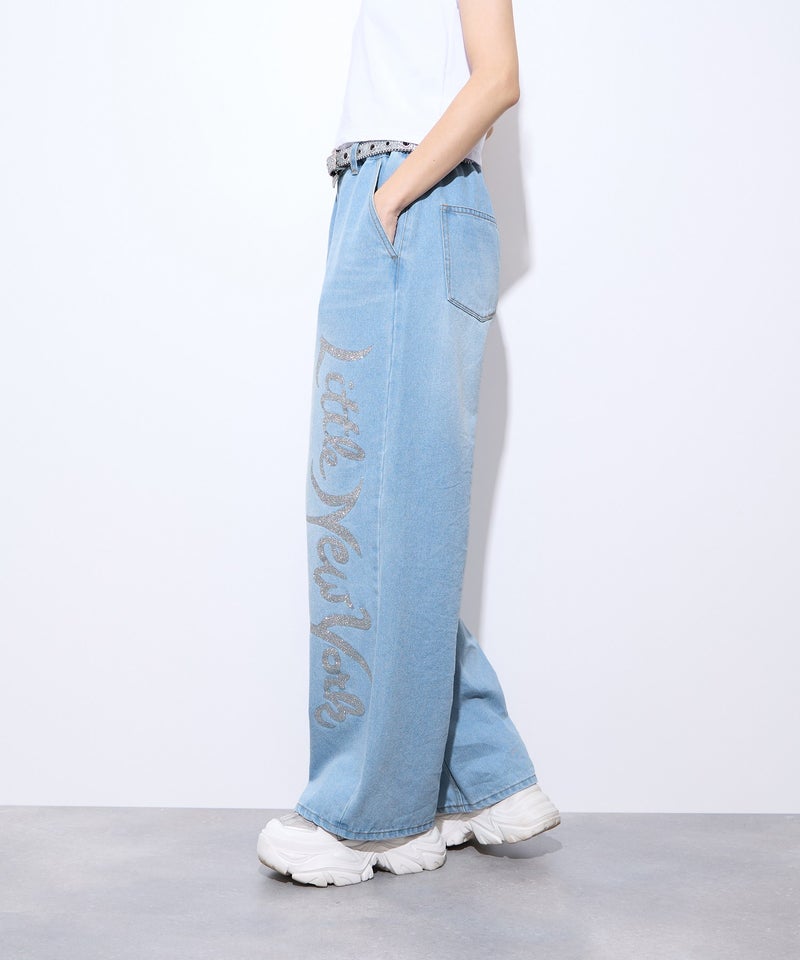 【先行予約10%OFFクーポン対象|10/23より順次発送】Little New York ラメロゴワイドパンツ レディース商品画像-3