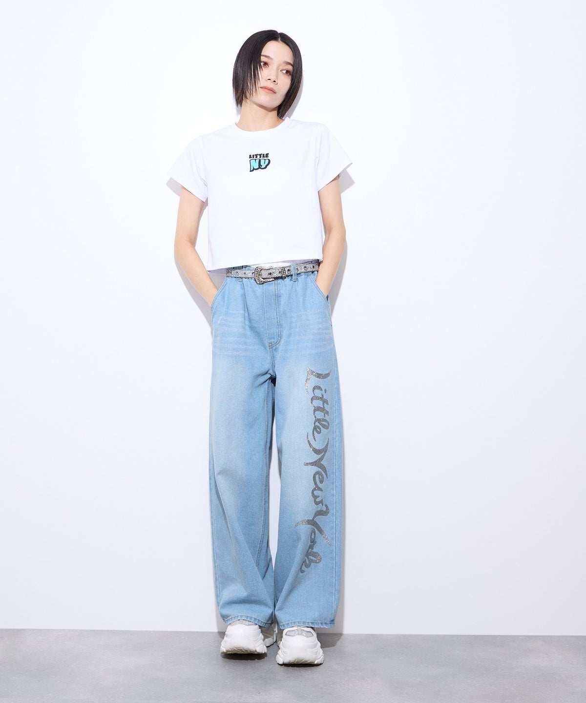 Little New York ラメロゴワイドパンツ レディース