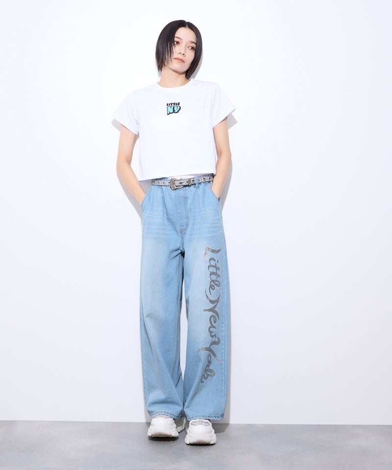 【先行予約10%OFFクーポン対象｜10/23より順次発送】Little New York ラメロゴワイドパンツ レディース商品画像-7