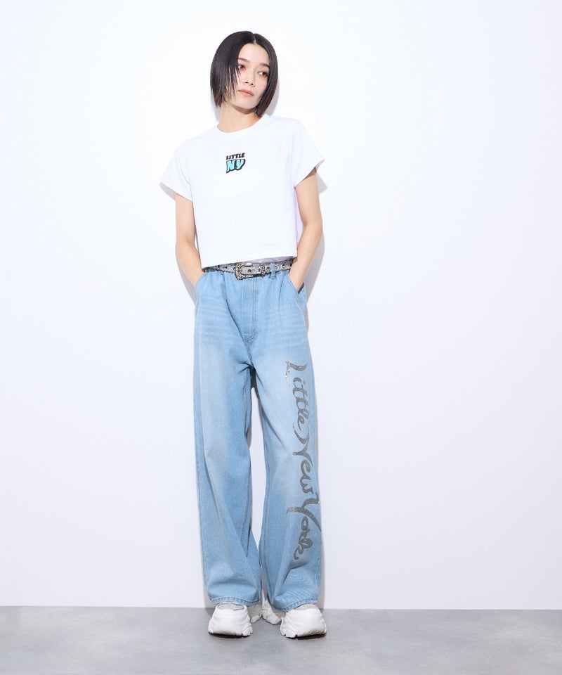 【先行予約10%OFFクーポン対象|10/23より順次発送】Little New York ラメロゴワイドパンツ レディース商品画像-8
