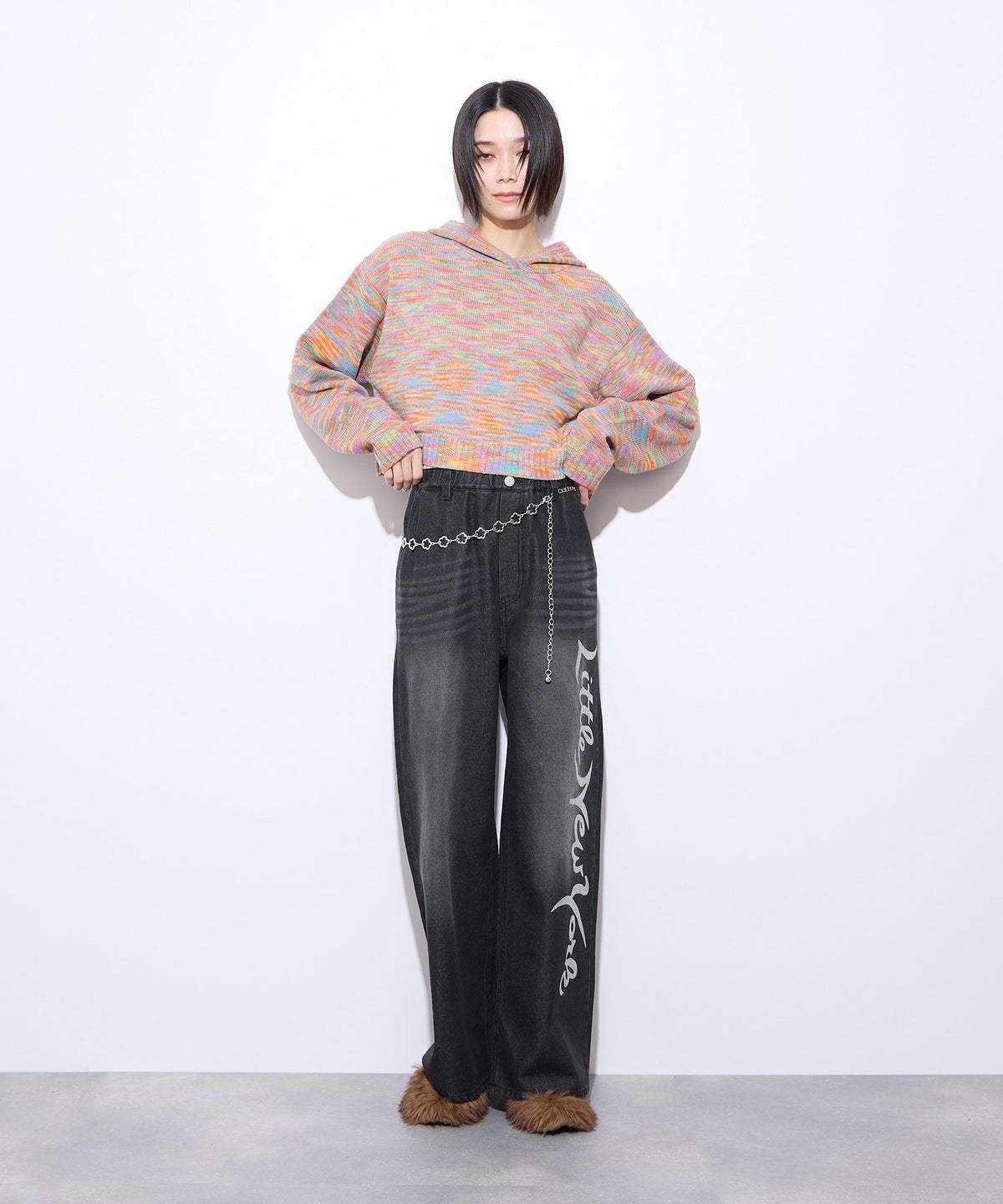 Little New York ラメロゴワイドパンツ レディース