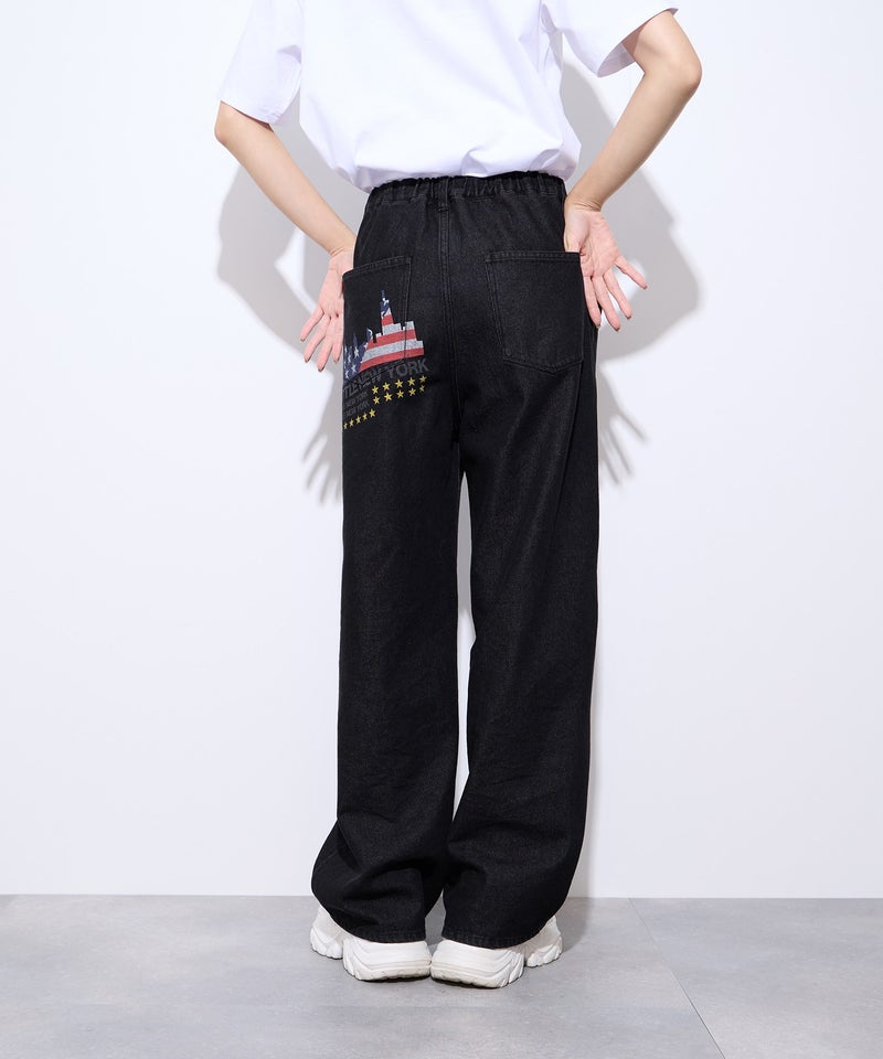 【先行予約10%OFFクーポン対象｜10/23より順次発送】Little New York バックプリントデニムワイドパンツ レディース商品画像-1