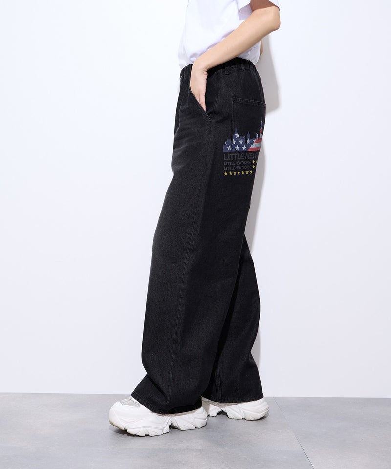 【先行予約10%OFFクーポン対象｜10/23より順次発送】Little New York バックプリントデニムワイドパンツ レディース商品画像-4
