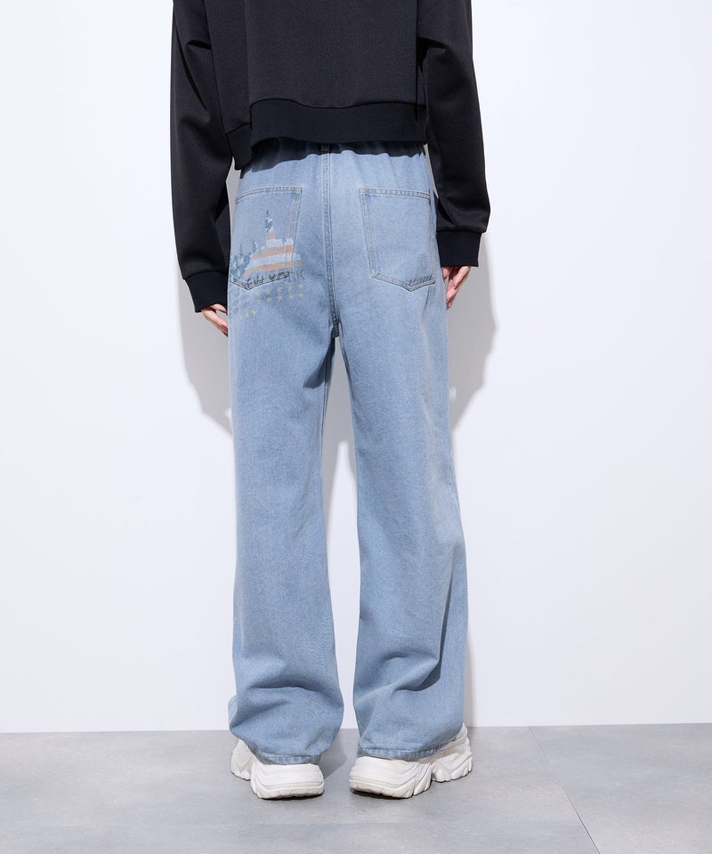 【先行予約10%OFFクーポン対象|10/23より順次発送】Little New York バックプリントデニムワイドパンツ レディース商品画像-12
