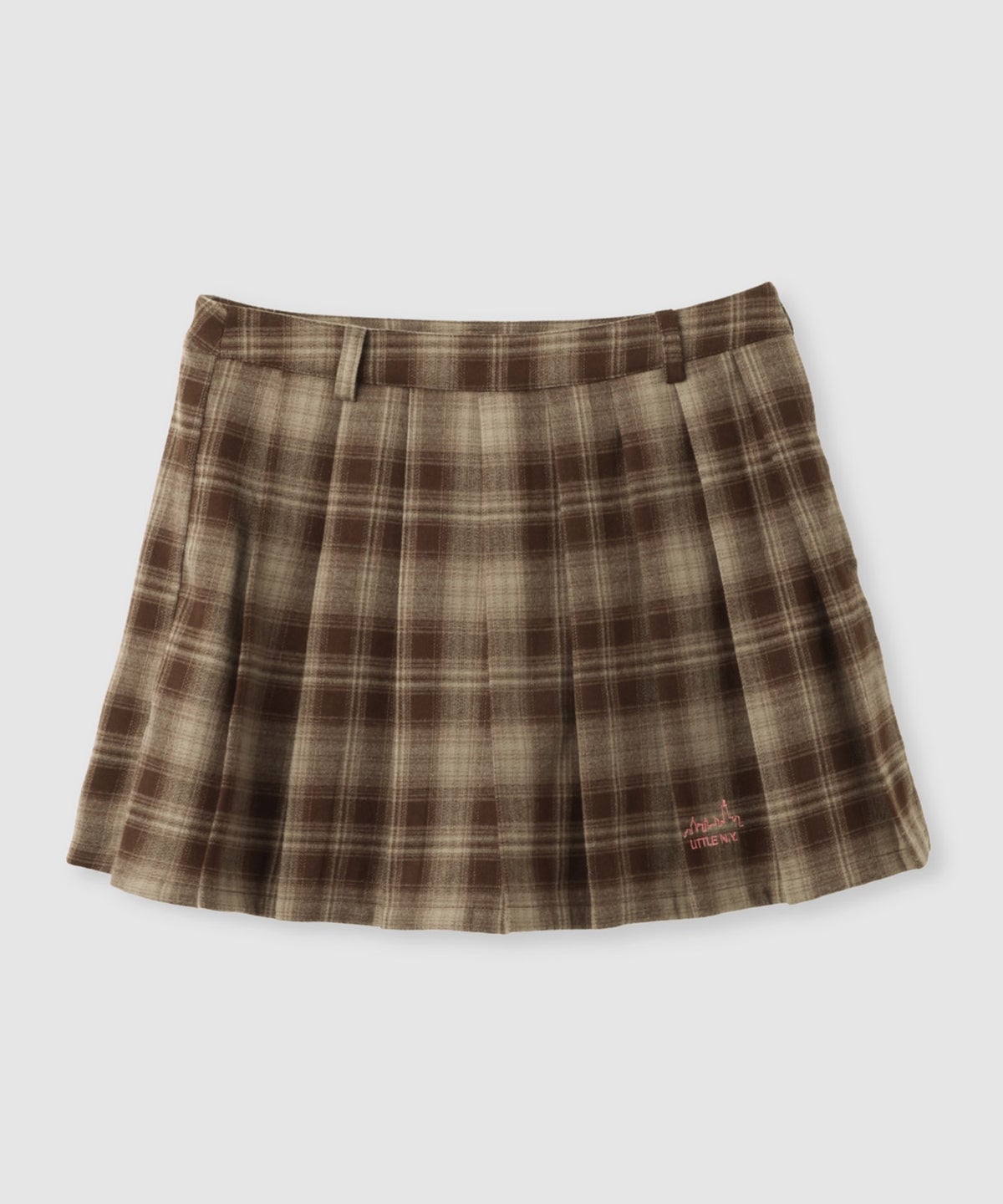 Little New York チェック柄ミニスカパン ロゴ刺しゅう レディース