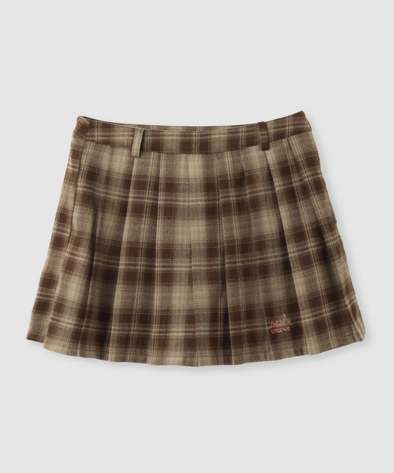 【先行予約10%OFFクーポン対象|10/23より順次発送】Little New York チェック柄ミニスカパン ロゴ刺しゅう レディース商品画像-1