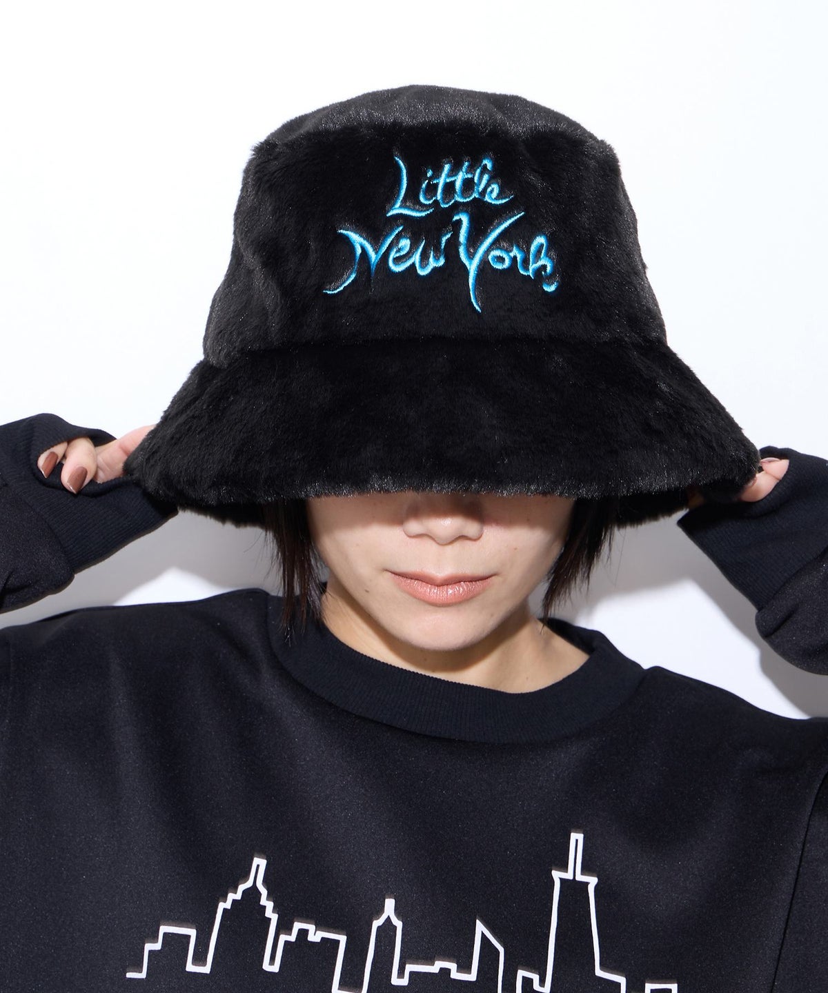 Little New York ロゴ刺しゅうバケットハット レディース