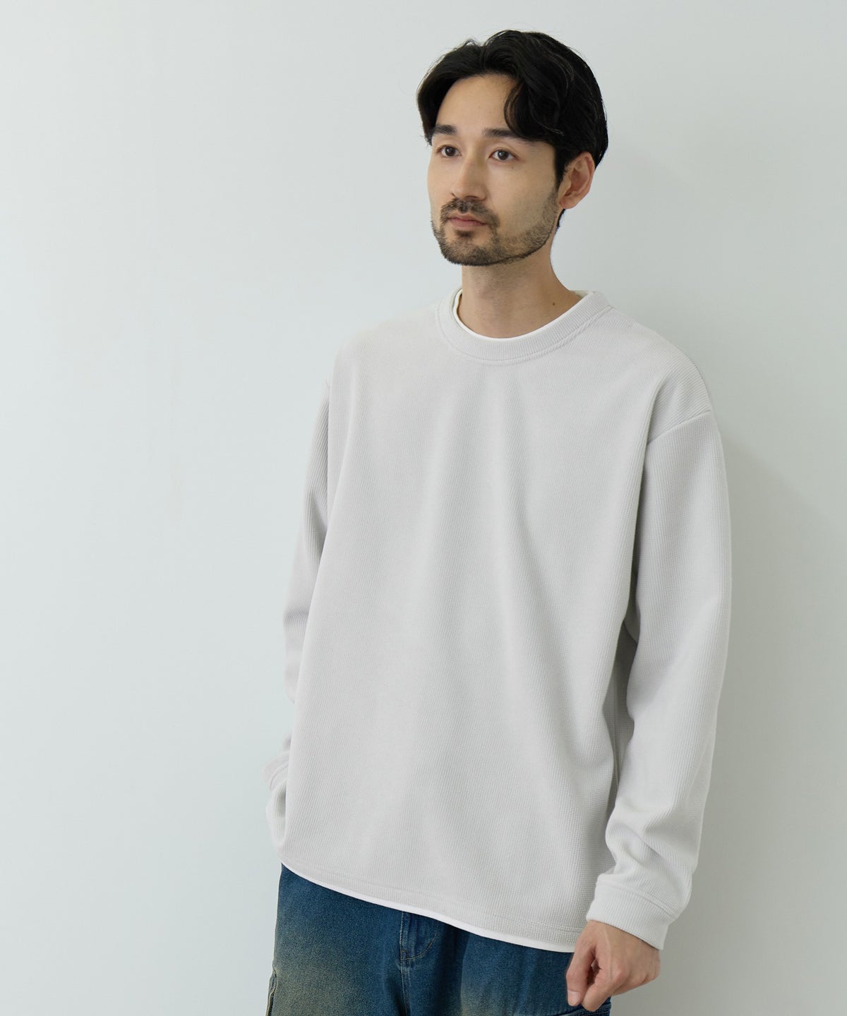 NAVY MAC HEAT トロリ サーマル 裏ボアクルーネックカットソー メンズ