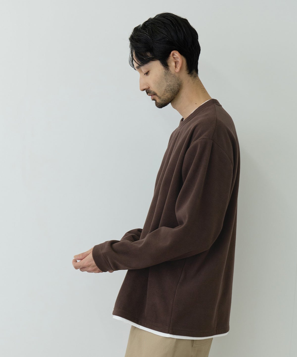 NAVY MAC HEAT トロリ サーマル 裏ボアクルーネックカットソー メンズ