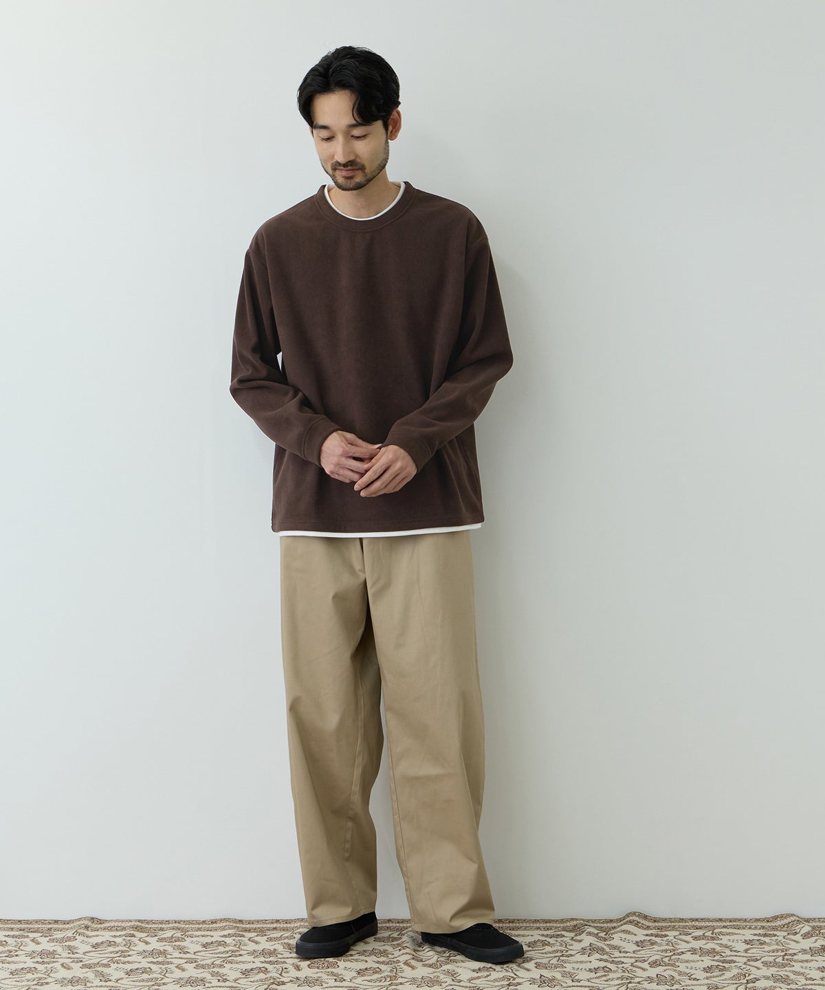 NAVY MAC HEAT トロリ サーマル 裏ボアクルーネックカットソー メンズ