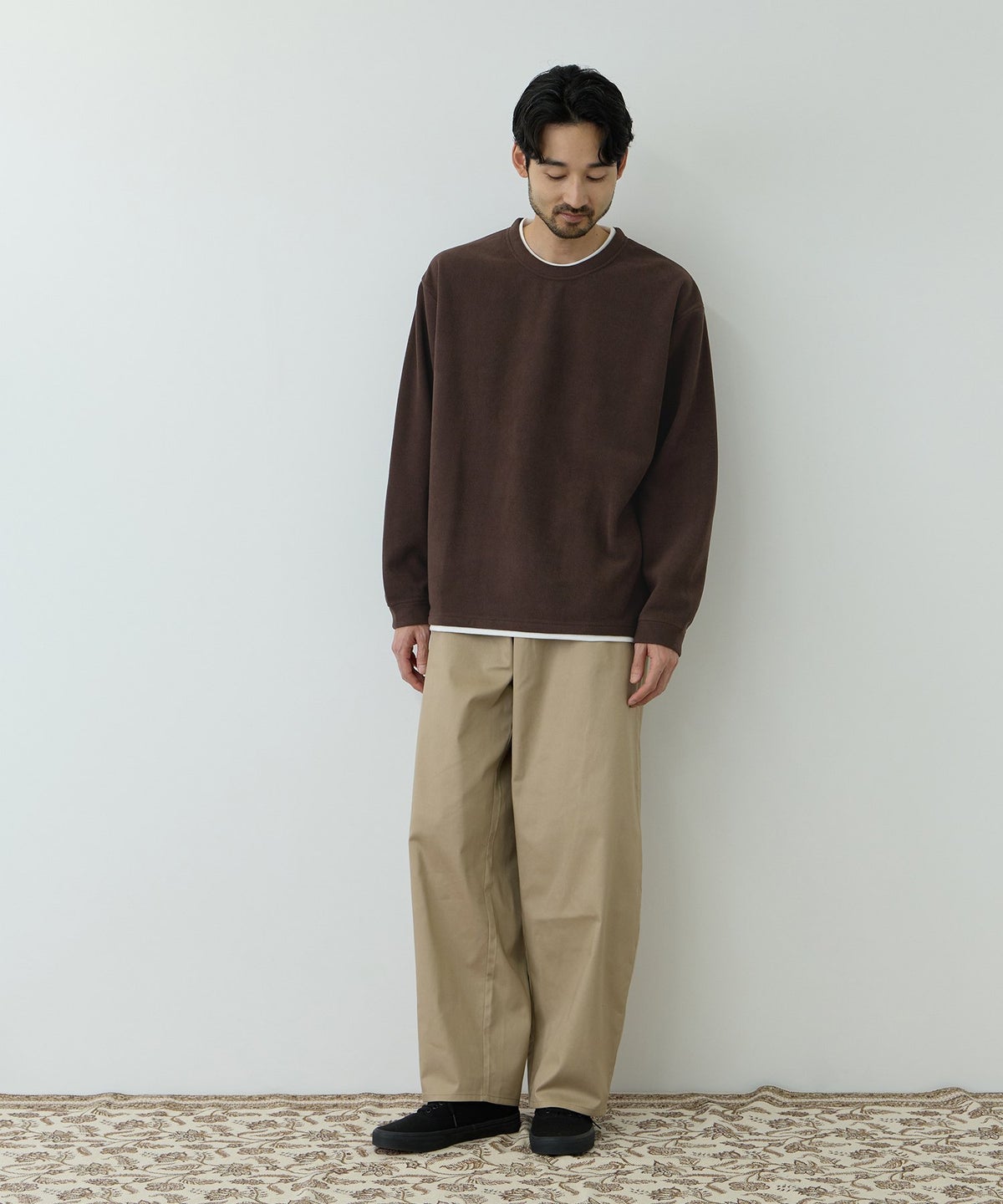NAVY MAC HEAT トロリ サーマル 裏ボアクルーネックカットソー メンズ