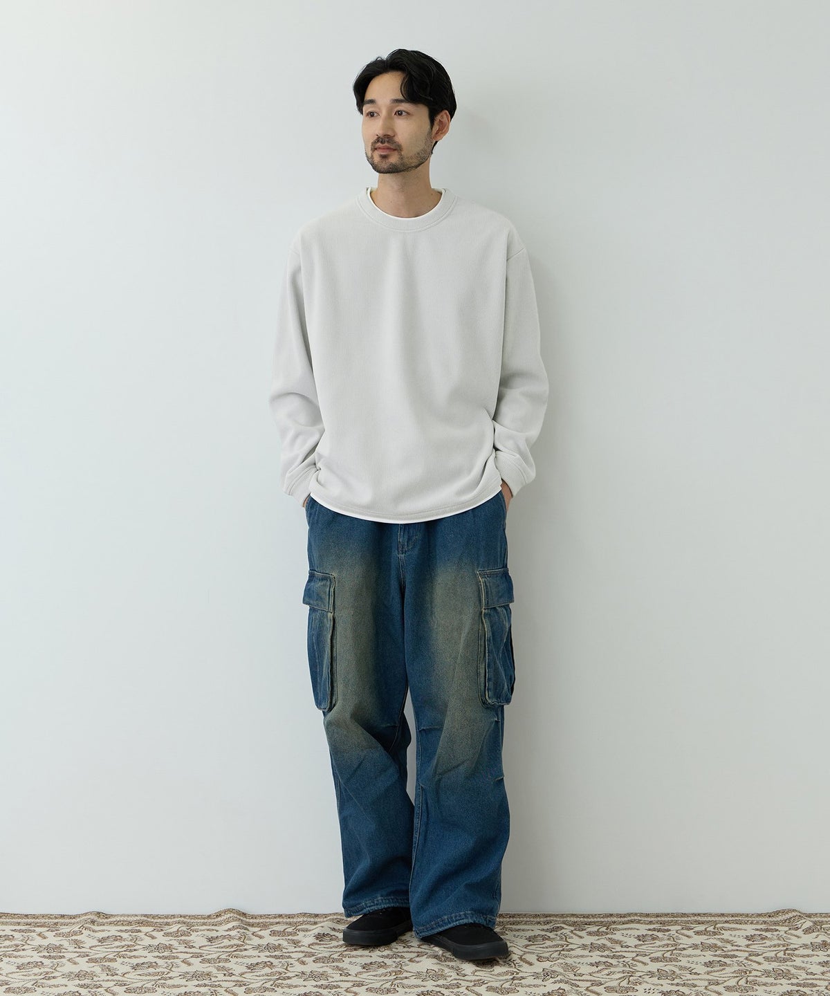 NAVY MAC HEAT トロリ サーマル 裏ボアクルーネックカットソー メンズ