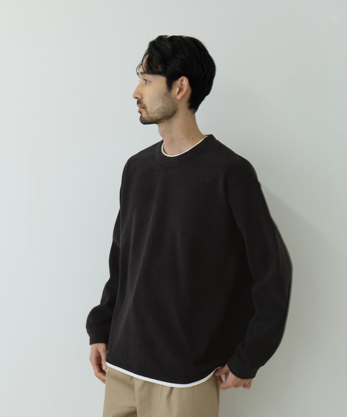 NAVY MAC HEAT トロリ サーマル 裏ボアクルーネックカットソー メンズ