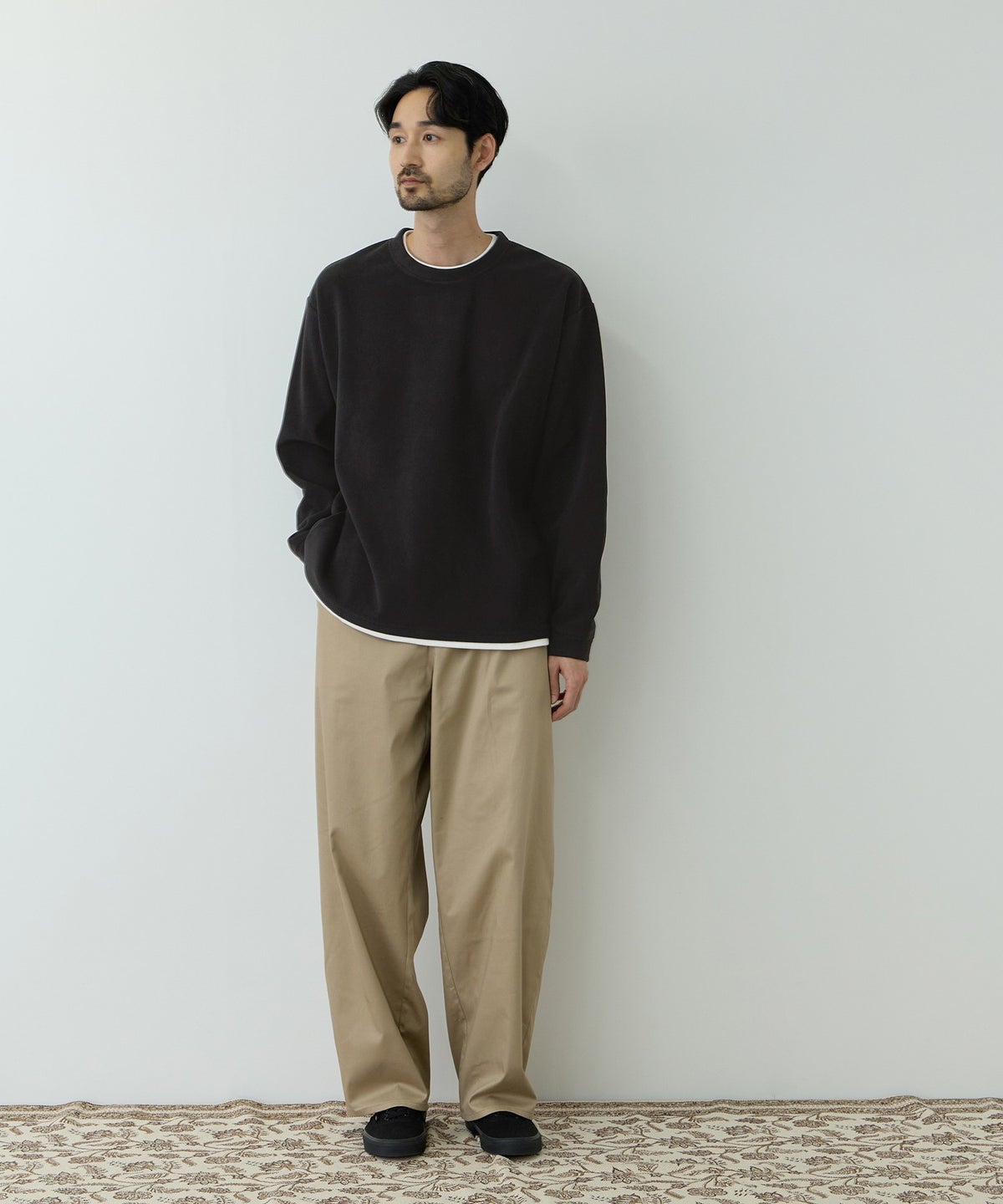 NAVY MAC HEAT トロリ サーマル 裏ボアクルーネックカットソー メンズ