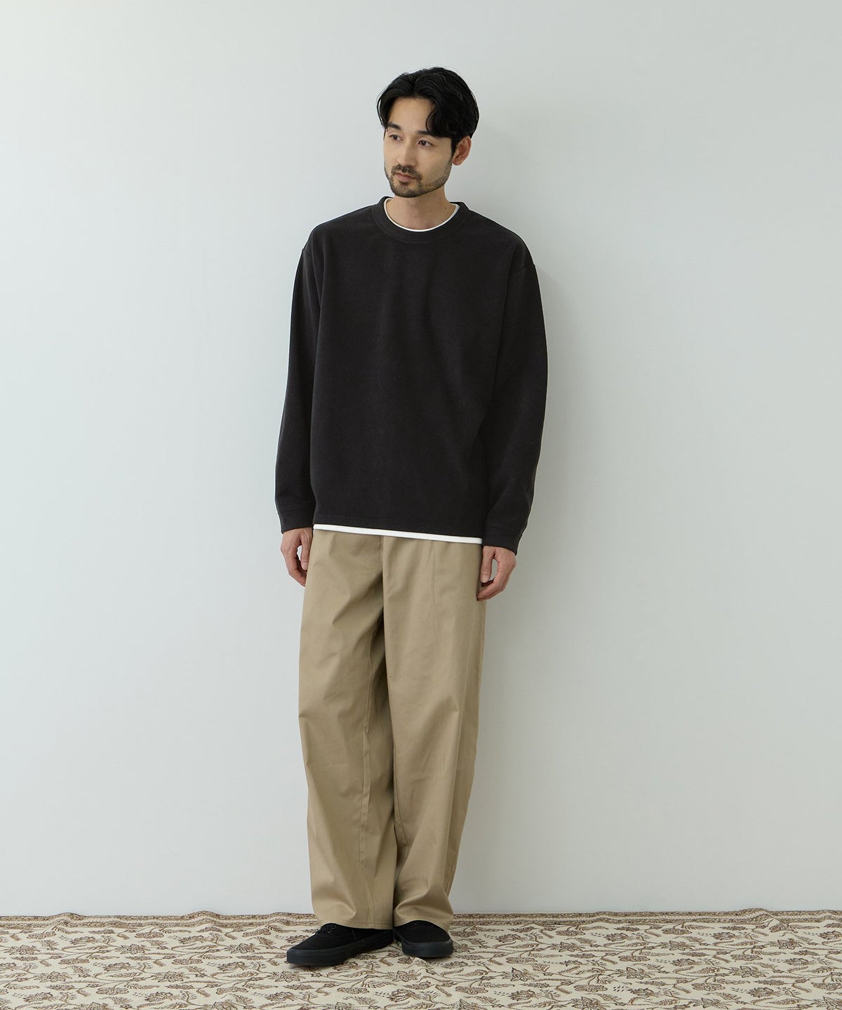 NAVY MAC HEAT トロリ サーマル 裏ボアクルーネックカットソー メンズ
