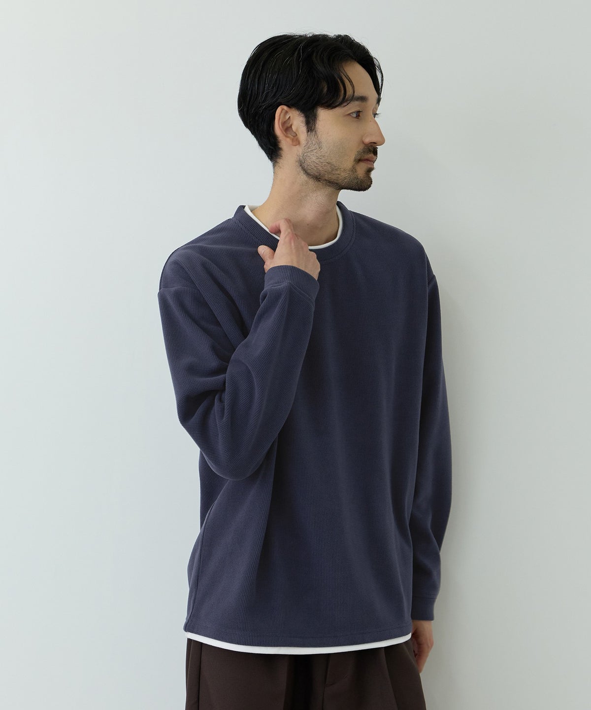 NAVY MAC HEAT トロリ サーマル 裏ボアクルーネックカットソー メンズ