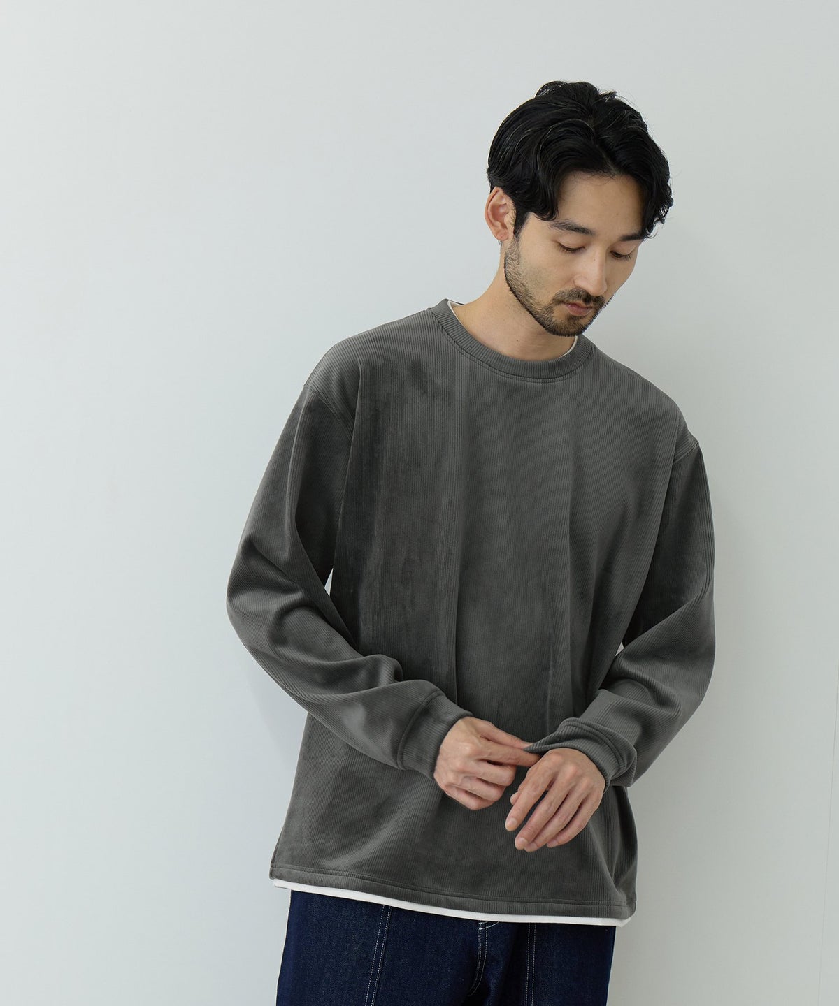 NAVY MAC HEAT トロリ カットコール 裏ボアクルーネックカットソー メンズ