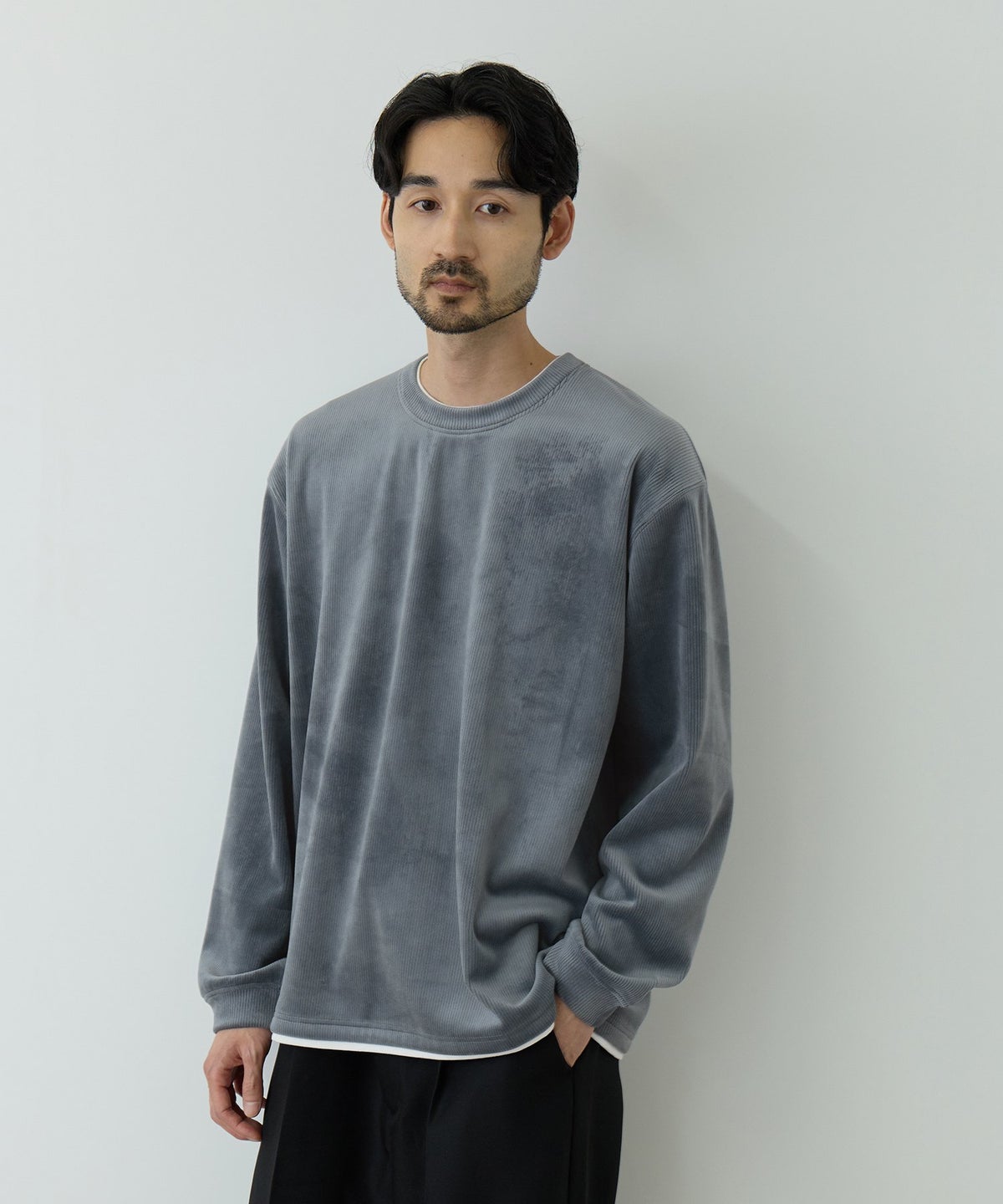 NAVY MAC HEAT トロリ カットコール 裏ボアクルーネックカットソー メンズ