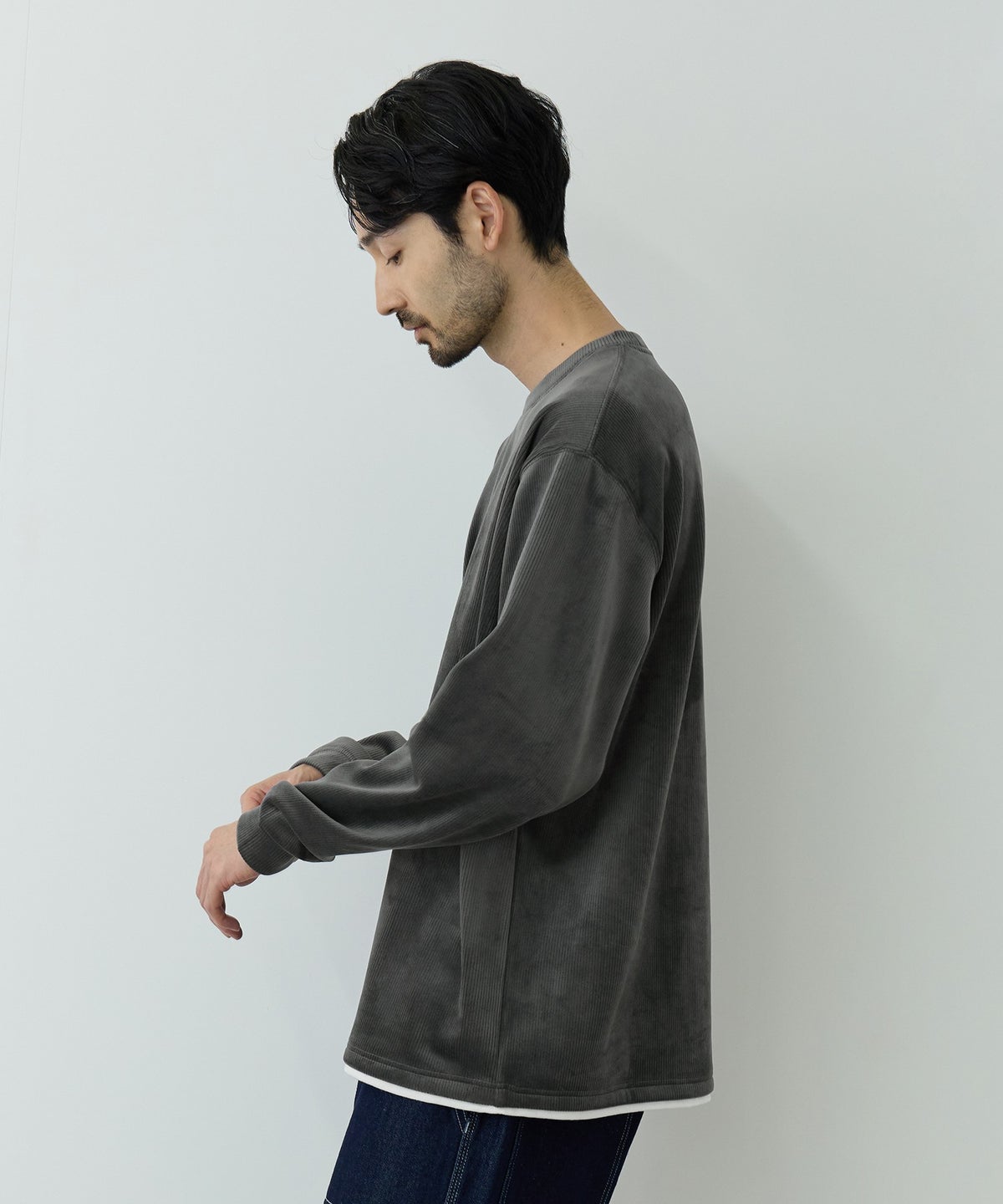 NAVY MAC HEAT トロリ カットコール 裏ボアクルーネックカットソー メンズ