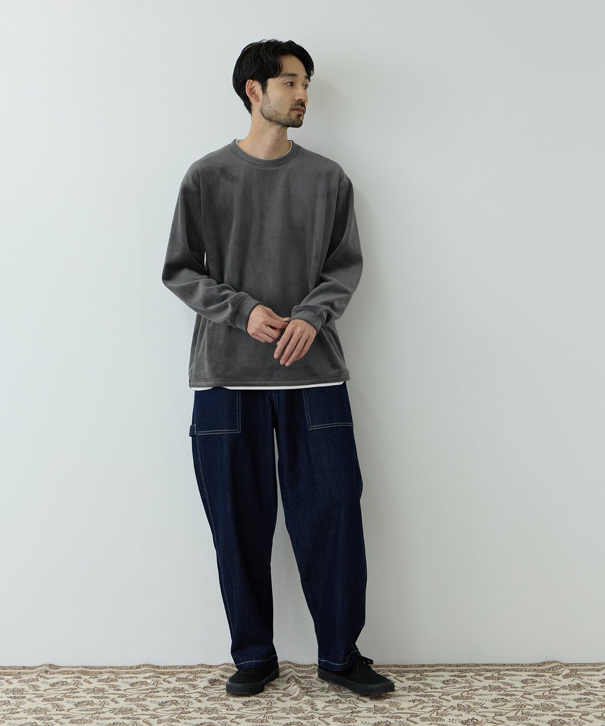 NAVY MAC HEAT トロリ カットコール 裏ボアクルーネックカットソー メンズ