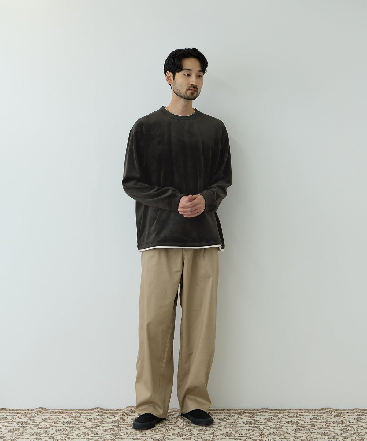 NAVY MAC HEAT トロリ カットコール 裏ボアクルーネックカットソー メンズ