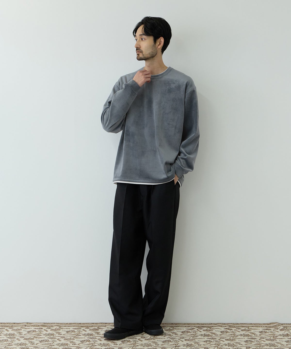 NAVY MAC HEAT トロリ カットコール 裏ボアクルーネックカットソー メンズ