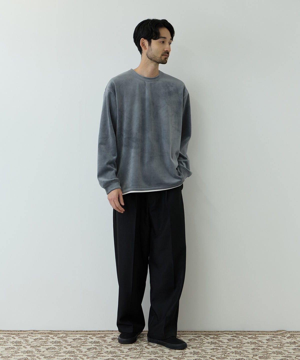 NAVY MAC HEAT トロリ カットコール 裏ボアクルーネックカットソー メンズ