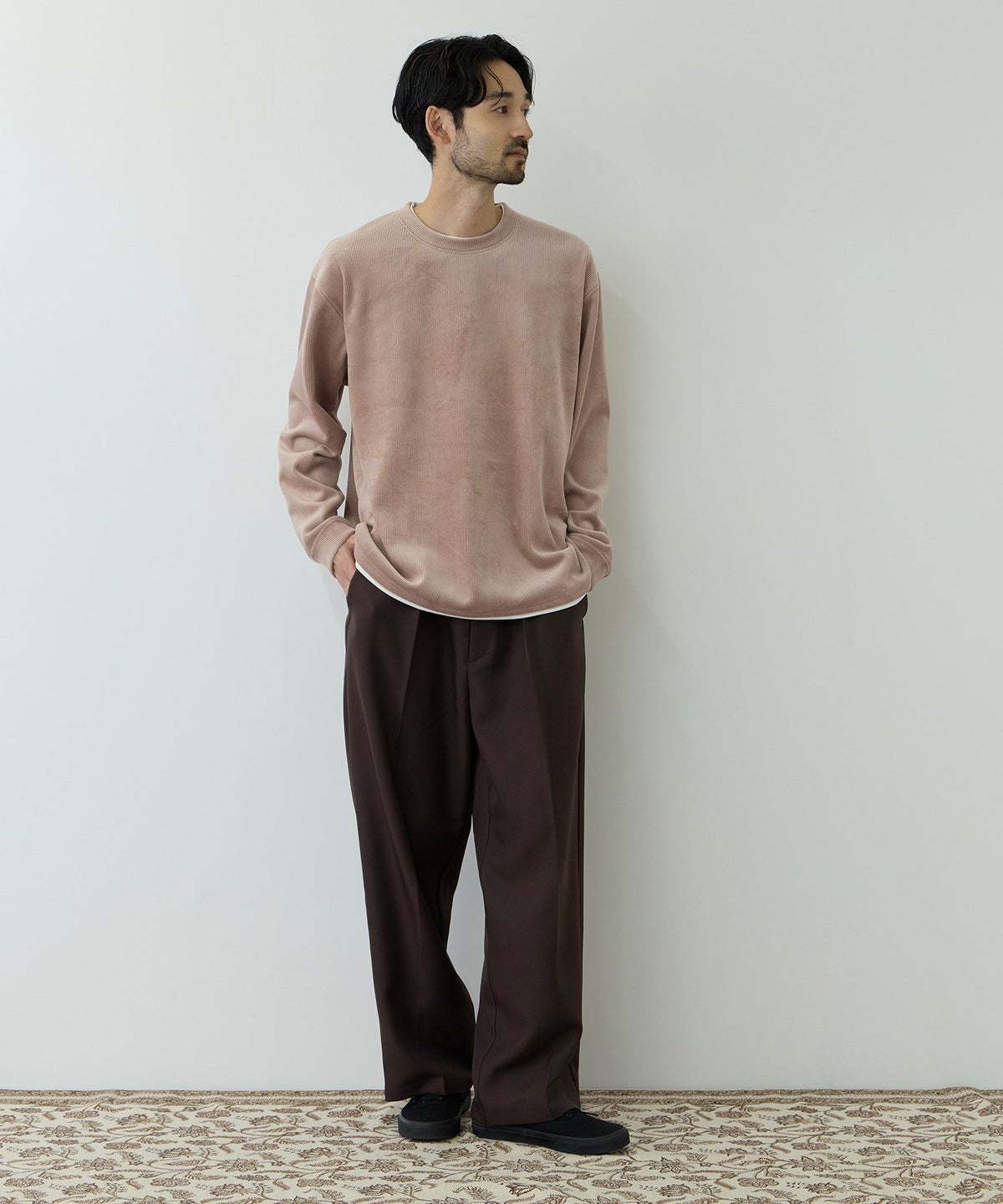 NAVY MAC HEAT トロリ カットコール 裏ボアクルーネックカットソー メンズ