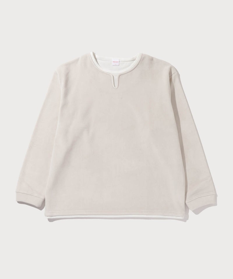 NAVY  MAC HEAT トロリ スムース 裏ボアキーネックカットソー メンズ商品画像-1