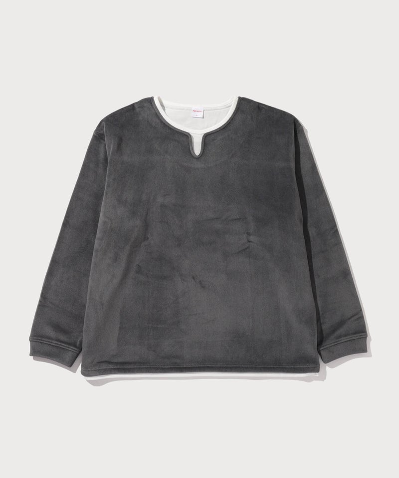 NAVY MAC HEAT トロリ スムース 裏ボアキーネックカットソー メンズ商品画像-2