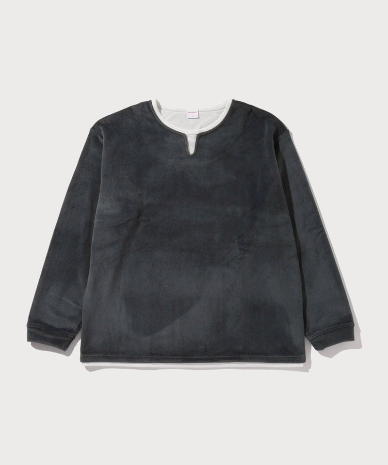 NAVY  MAC HEAT トロリ スムース 裏ボアキーネックカットソー メンズ商品画像-4