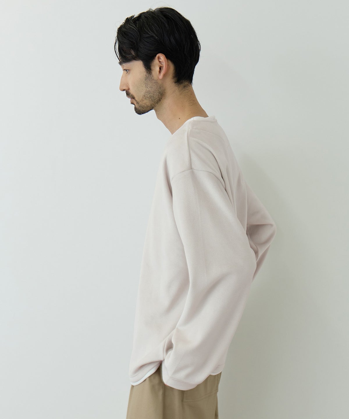 NAVY MAC HEAT トロリ スムース 裏ボアキーネックカットソー メンズ