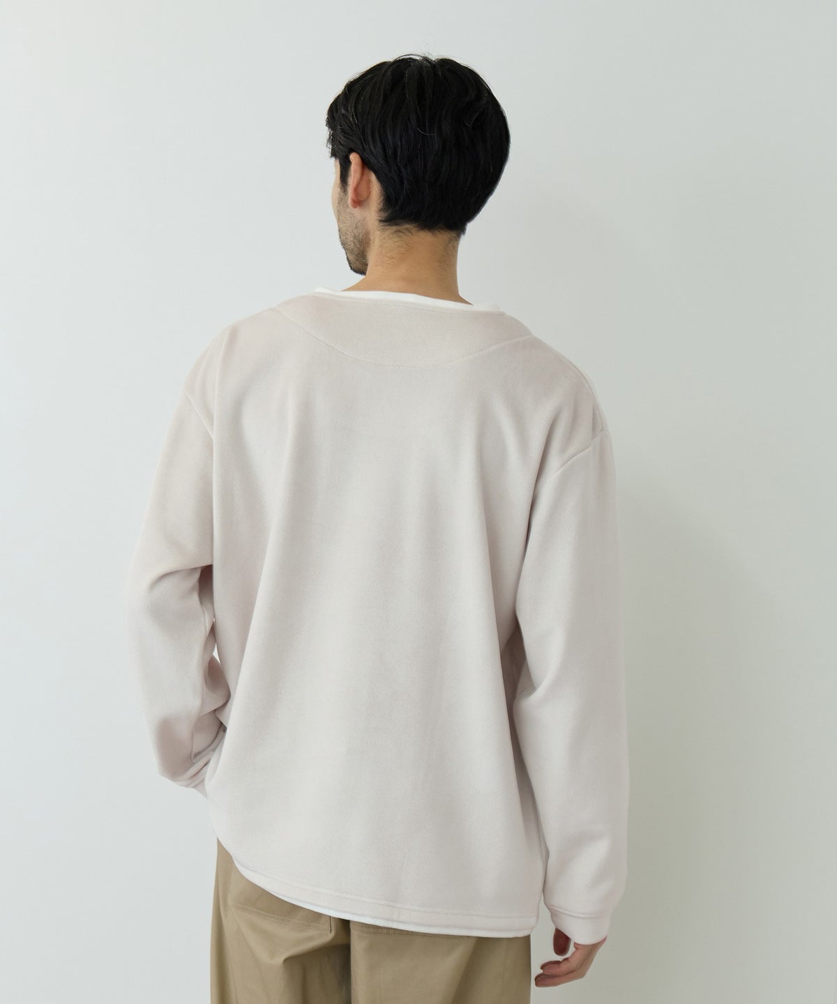 NAVY MAC HEAT トロリ スムース 裏ボアキーネックカットソー メンズ