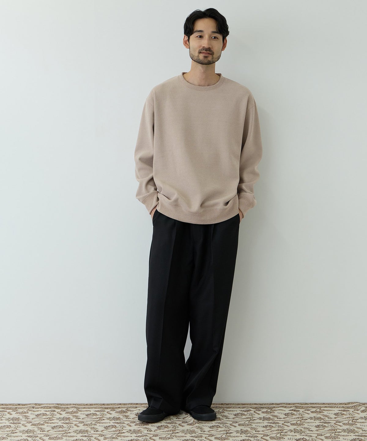 NAVY MAC HEAT トロリ 鹿の子 裏ボアクルーネックカットソー メンズ