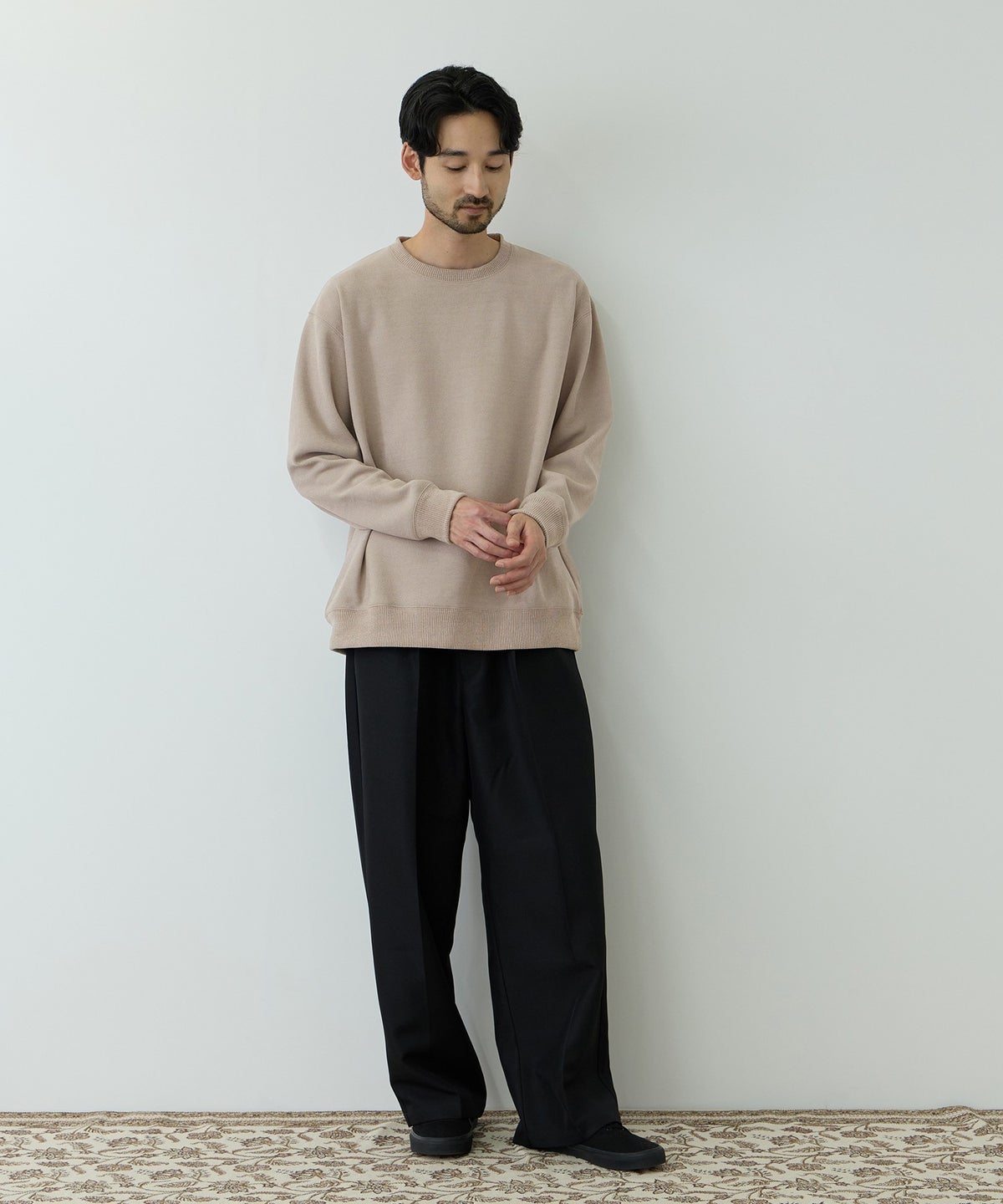 NAVY MAC HEAT トロリ 鹿の子 裏ボアクルーネックカットソー メンズ