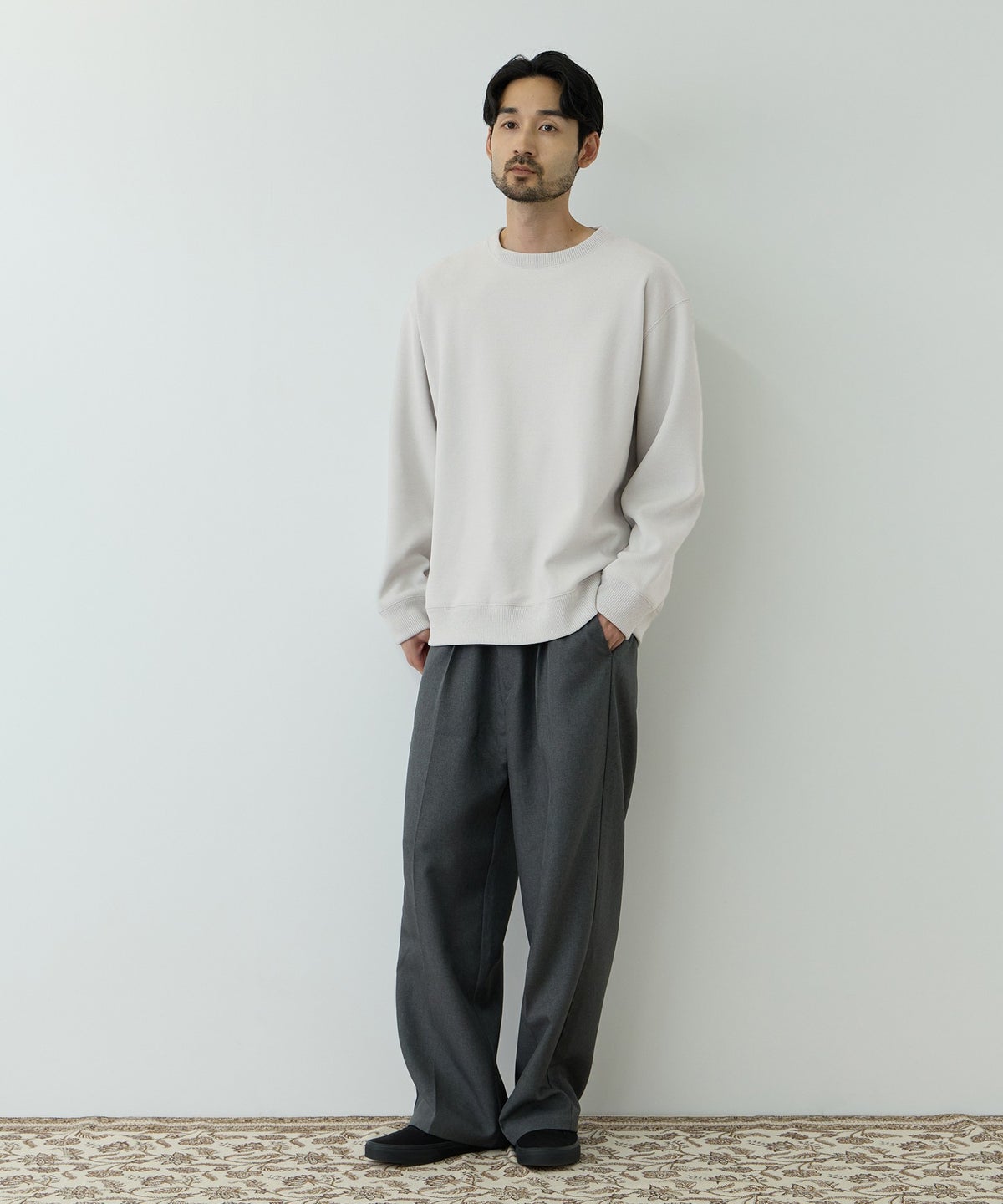 NAVY MAC HEAT トロリ 鹿の子 裏ボアクルーネックカットソー メンズ