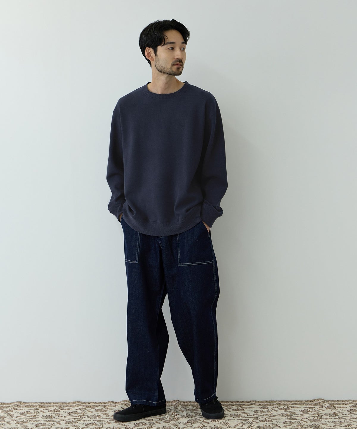 NAVY MAC HEAT トロリ 鹿の子 裏ボアクルーネックカットソー メンズ