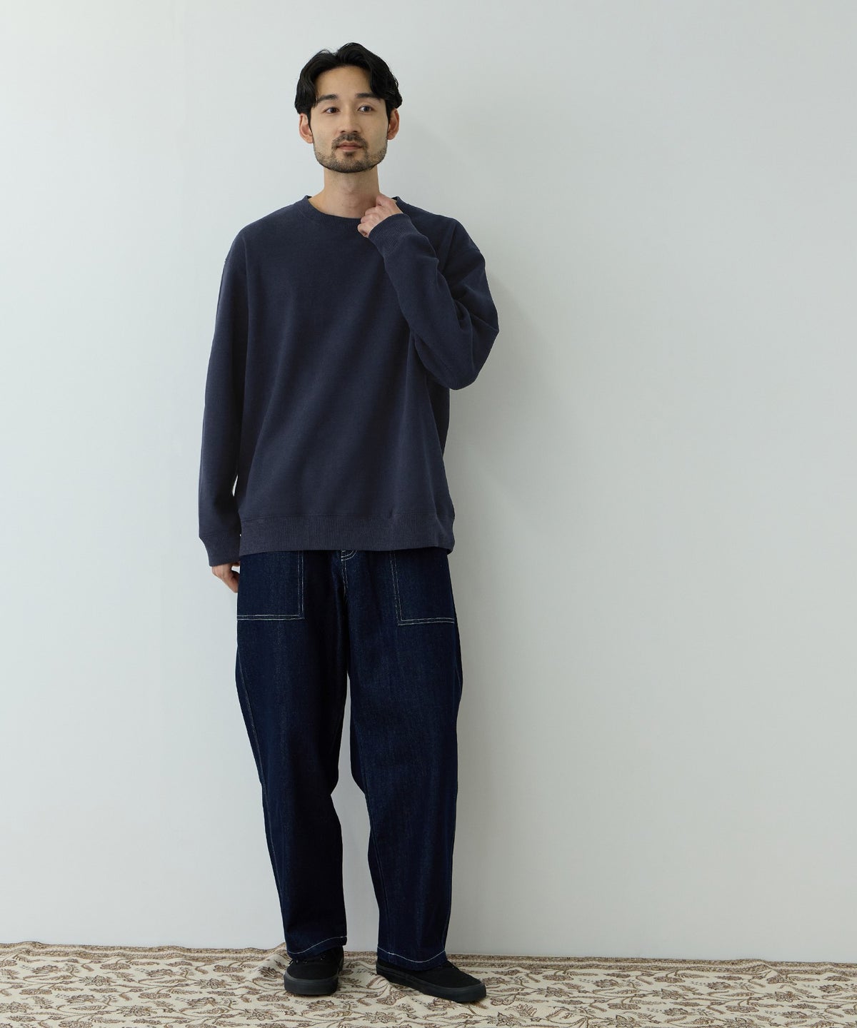 NAVY MAC HEAT トロリ 鹿の子 裏ボアクルーネックカットソー メンズ