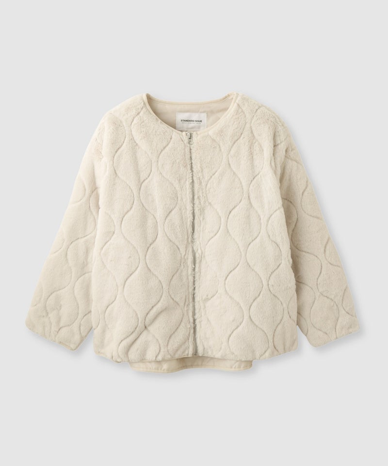 Free Nature  リッチフェイクファー ノーカラーキルトジャケット レディース商品画像-1