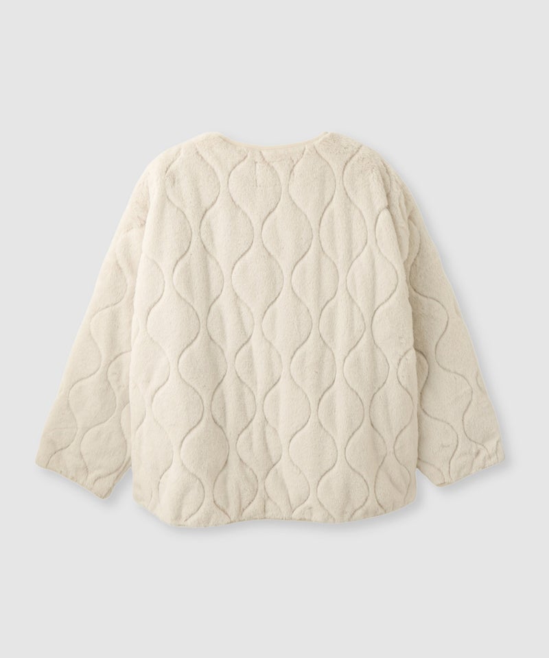Free Nature  リッチフェイクファー ノーカラーキルトジャケット レディース商品画像-4