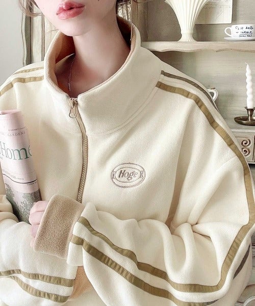 Classical Elf 《JaVa ジャバコラボ》旬なレトロスポーツ。刺繍フリースアノラックハーフジッププルオーバー商品画像-2