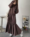 Classical Elf 一枚でコーディネートが完成する優秀アイテム◎胸刺繍ドロスト裏起毛ドッキングワンピース商品サムネイル-1