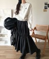 Classical Elf 一枚でコーディネートが完成する優秀アイテム◎胸刺繍ドロスト裏起毛ドッキングワンピース商品サムネイル-3