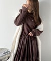 Classical Elf 一枚でコーディネートが完成する優秀アイテム◎胸刺繍ドロスト裏起毛ドッキングワンピース商品サムネイル-13