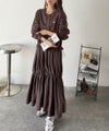 Classical Elf 一枚でコーディネートが完成する優秀アイテム◎胸刺繍ドロスト裏起毛ドッキングワンピース商品サムネイル-15