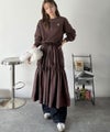 Classical Elf 一枚でコーディネートが完成する優秀アイテム◎胸刺繍ドロスト裏起毛ドッキングワンピース商品サムネイル-18